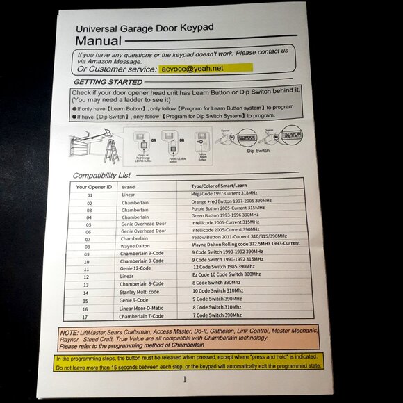 Universal Garage Door Opener Keypad Wireless Keypad Keyless Entry Compatible NOB - Picture 5 of 10